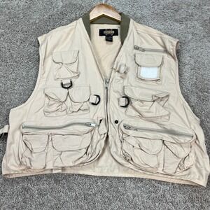 Guide Gear Fishing Vest Men XL Tan Full Zip Multi-Pocket Utility Tactical Field